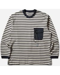 and wander - Men S Stripe Pocket Longsleeve T-shirt Navy - Lyst