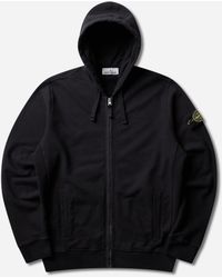 Stone Island - Organic Cotton Fleece Zip Hoodie - Lyst