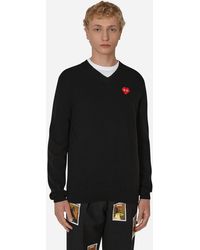 COMME DES GARÇONS PLAY - Invader Heart V-Neck Sweater - Lyst