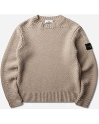 Stone Island - S Lambswool Crewneck Sweater Biscuit Melange - Lyst