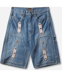 Kapital - Men S 14oz Denim Shorts (studs Remake) Washed Indigo - Lyst