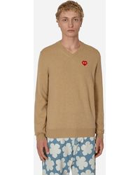 COMME DES GARÇONS PLAY - Invader Heart V-Neck Sweater - Lyst