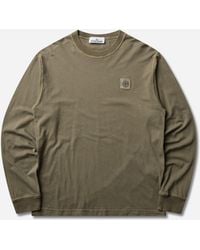 Stone Island - Men S Organic Cotton Jersey Fissato Effect Longsleeve T-shirt Military - Lyst