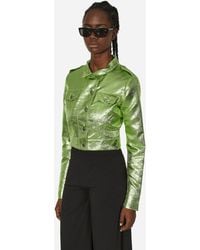 Priscavera - Cropped Moto Jacket Wasabi - Lyst