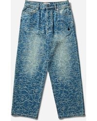 A Bathing Ape - Men S Line Camo Jacquard One Point 13oz Denim Pants Light Indigo - Lyst