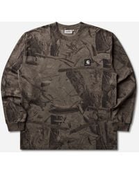 Carhartt - Feather Tree Longsleeve T-Shirt Khaki Shungite (Garment Dyed) - Lyst