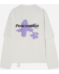 Oamc Peacemaker - Men S Painted Double Layer Boxy T-shirt Snow - Lyst