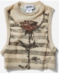 Jean Paul Gaultier - Women S "tattoo Marinière" Crop Top Ecru - Lyst