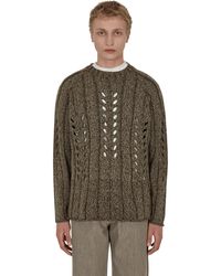 AURALEE - Mix Boucle Mesh Knit Sweater Brown - Lyst