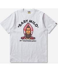 A Bathing Ape - Men S Abc Camo Milo Hoodie T-shirt White / Pink - Lyst