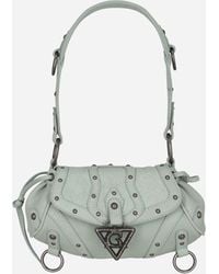 Guess - Crackled Leather Shoulder Bag Milkshake Mint - Lyst