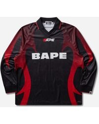 A Bathing Ape - Men S Ape Flame Monogram Jacquard Logo Relaxed Fit Football Jersey - Lyst