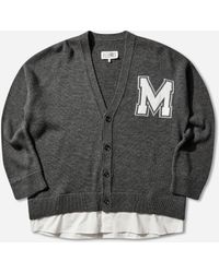 MM6 by Maison Margiela - Men S Two-in-one Knit Cardigan Dark Melange - Lyst