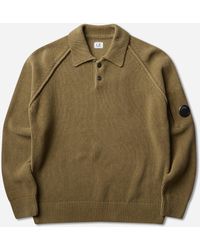 C.P. Company - Men S Chenille Cotton Polo Knit Sweater Ermine - Lyst