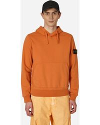 Stone Island - Garment Dyed Hooded Sweatshirt Orange - Lyst