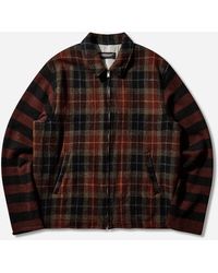 Undercover - Men S Harris Tweed Wool Zip-up Jacket Bordaux Check - Lyst