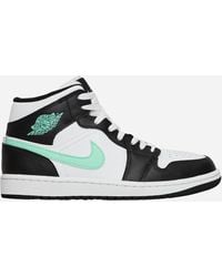 Nike - Air Jordan 1 Mid Sneakers White / Black / Green Glow - Lyst