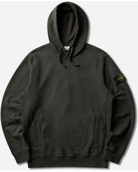 Stone Island - Organic Cotton Fleece Hoodie Coal - Lyst