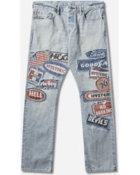 Hysteric Glamour - Men S Dpc Processed Slim Straight Denim Pants Light Indigo Blue - Lyst