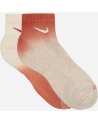 Nike - Everyday Plus Cushioned Ankle Socks Red / Cream - Lyst