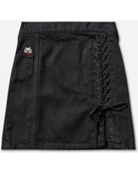 Hysteric Glamour - Women S Apple Panda Embroidered Side Lace-up Denim Mini Skirt Black - Lyst