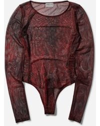 Guess - S Printed Mesh Bodysuit Petite - Lyst