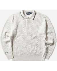 Polo Ralph Lauren - Men S Relaxed Fit Cable-knit Polo Jumper Trophy Cream - Lyst