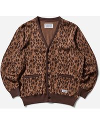 Wacko Maria - Men S Leopard Jacquard Cardigan (type-2) Brown - Lyst