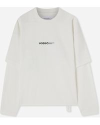 Oamc Peacemaker - Men S Painted Double Layer Boxy T-shirt Snow - Lyst