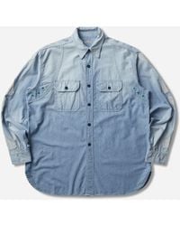 Kapital - Men S Chambray 2tones Bone Patch Ventilator Workshirt Sax - Lyst