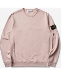 Stone Island - S Organic Cotton Fleece Crewneck Sweatshirt Antique Rose - Lyst