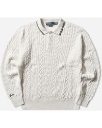 Polo Ralph Lauren - Men S Relaxed Fit Cable-knit Polo Jumper Trophy Cream - Lyst