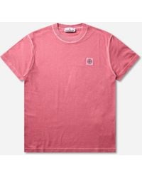 Stone Island - Organic Cotton Jersey Fissato Effect T-Shirt Geranium - Lyst