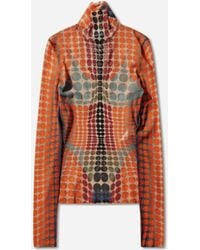 Jean Paul Gaultier - Women S Re-edition Dots Mesh Top Orange - Lyst