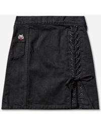 Hysteric Glamour - Women S Apple Panda Embroidered Side Lace-up Denim Mini Skirt Black - Lyst