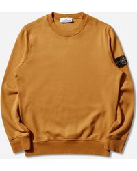 Stone Island - Men S Organic Cotton Fleece Crewneck Sweatshirt Mustard - Lyst