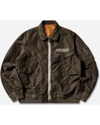 Sacai - S Treated Nylon Twill Blouson Khaki - Lyst