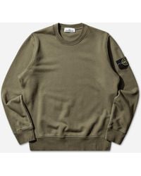 Stone Island - S Organic Cotton Fleece Crewneck Sweatshirt Military - Lyst
