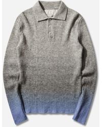 ERL - Men S Thin Gradient Polo Knit Grey / - Lyst
