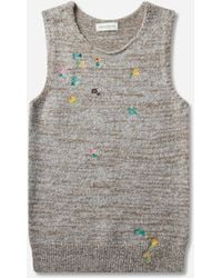 Dries Van Noten - S Embroidered Wool Sleeveless Sweater Light - Lyst