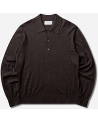 BERNER KUHL - S Wool Polo Chocolate - Lyst