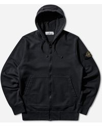 Stone Island - Men S Organic Cotton Fleece Zip Hoodie Navy - Lyst