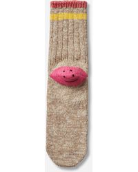 Kapital - 60 Yarns Ivy Rainbowy Happy Heel-hold Socks Beige / Pink - Lyst