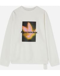 Oamc Peacemaker - Men S Bird Loose Fit Crewneck Sweatshirt Snow - Lyst