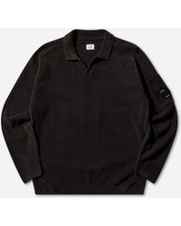 C.P. Company - S Chenille Cotton Polo Lens Sweater - Lyst