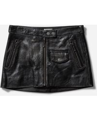 Guess - S Vintage Leather Skirt Jet - Lyst