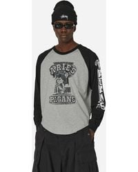 Aries - Aged Raglan Baseball Longsleeve T-shirt Grey / Black - Lyst