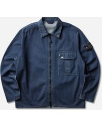 Stone Island - S Hand Sprayed Reflective Light Bull Denim-Tc Overshirt Slate - Lyst