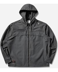 ROA - Men S Aair Floweave Printed Check Long Sleeve Hooded Shirt Anthracite - Lyst