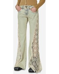 Guess - Lace Denim Flare Pants Tinted Light Wash - Lyst